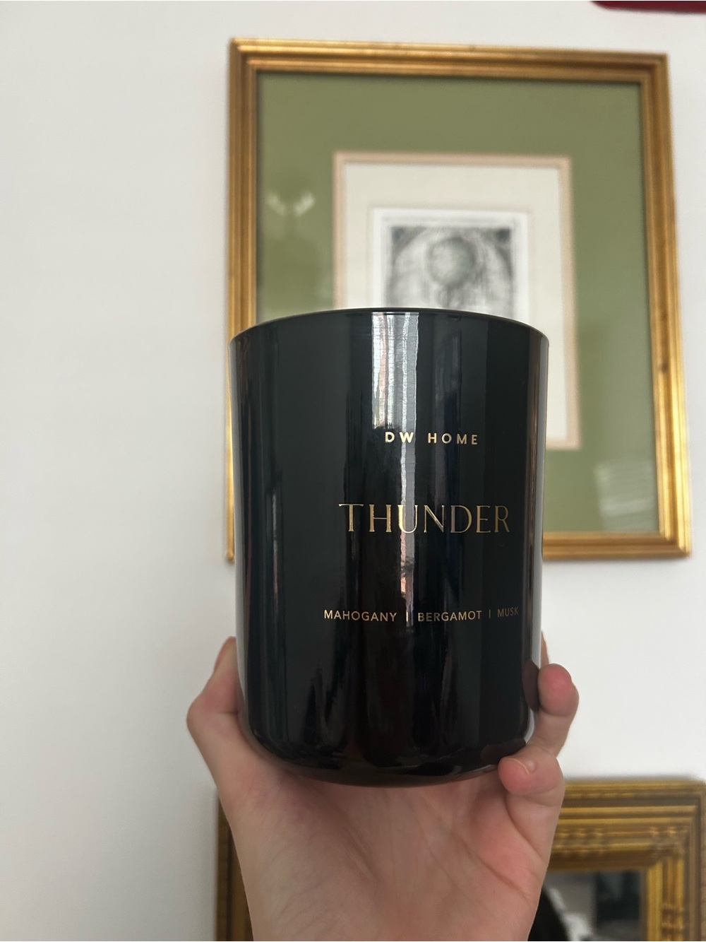 NWOT DW Home "Thunder" Scented Candle - Black & Gold Double Wick 15.7 oz